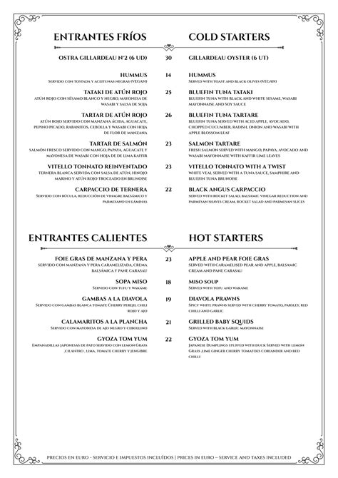 Menus 2023 Dorsia Marbella In Marbella Thefork