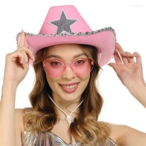 Star Sequin Cowgirl Cowboy Pink Cowgirl Hat For Womens Birthday Party Props From Davidwenda 8