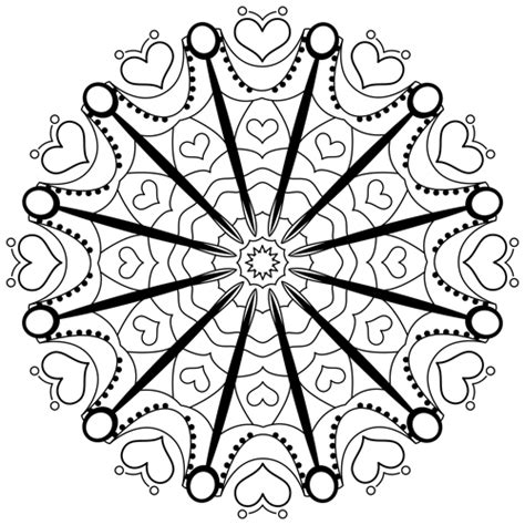 Hearts Mandala (M2) - Free Printable Coloring Pages by Color a Mandala