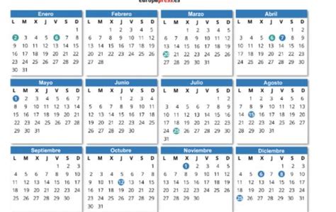 Calendario Laboral De Festivos Nacionales Auton Micos Y