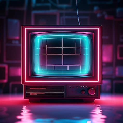 Premium AI Image | Retro tv cyberpunk style vivid neon colors