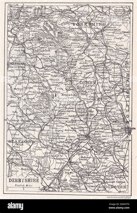 Vintage map of Derbyshire 1900s Stock Photo - Alamy