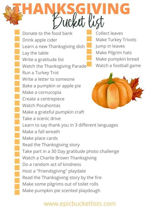 Thanksgiving Bucket List 30 Things To Do At Thanksgiving Free