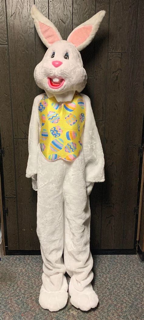 Rubies Deluxe Easter Bunny Adult Costume D Open Face Mask White Rabbit