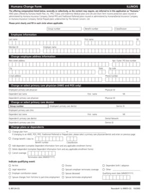 Fillable Online Humana Change Form Illinois Rogers Benefit Group Fax