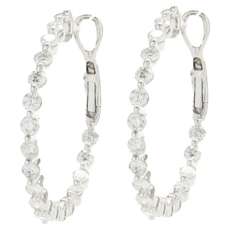 Jona White Diamond Karat White Gold Inside Out Pav Hoop Earrings