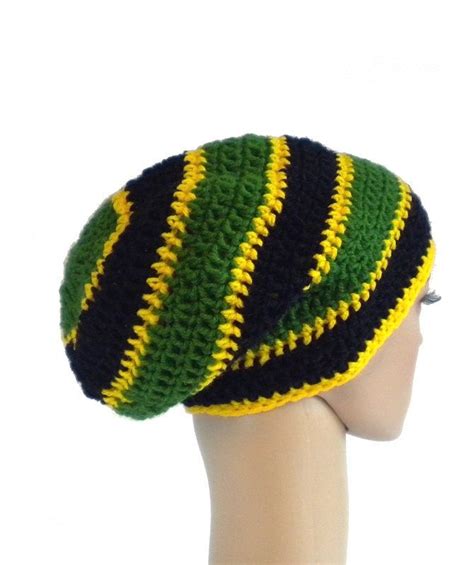 Jamaica Beanie Dreadlock Rasta Tam With Jamaica Flag Colored Stripes