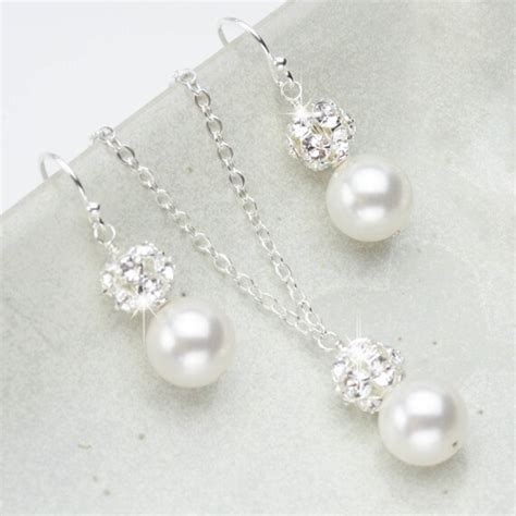 Pearl Jewelry Set Necklace And Earring Set Wedding Jewelry Etsy