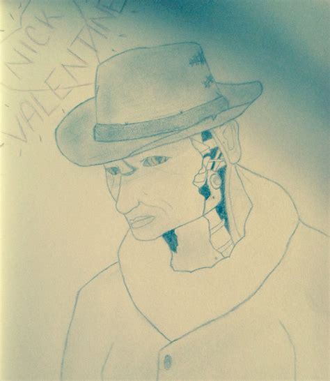 Pencil Drawn Fan Art Nick Valentine Fallout 4~by Jacrispy Me Pinner Drawn Art Fallout