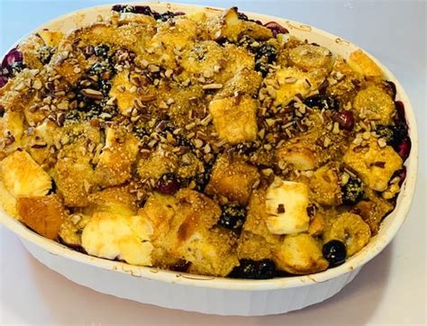 Blueberry Cream Cheese Bread Pudding A La Mode - The Tasty Travelers