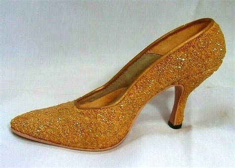 Just The Right Shoe By Raine Rare Golden Stiletto Shoe Sparkles 2504