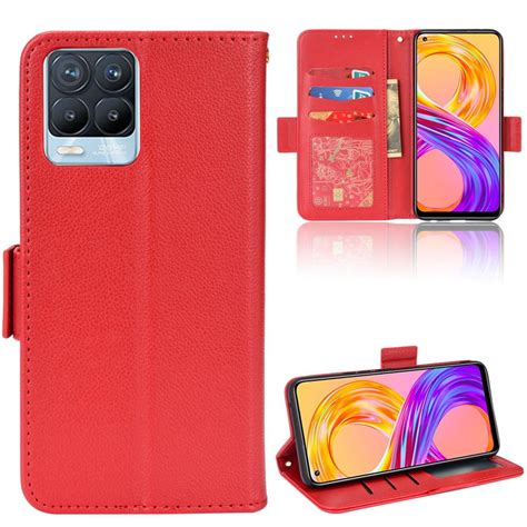 Case For Realme 8 Pro Magnetic Wallet Pu Leather Card Slots Holder Side