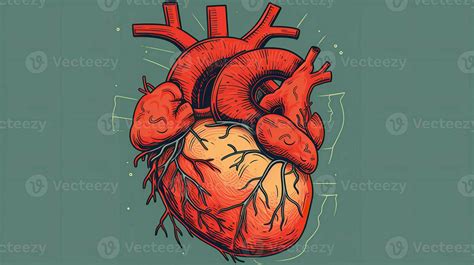 Cartoon Style Image of a Human Heart with Arteries and Veins 24351634 ...