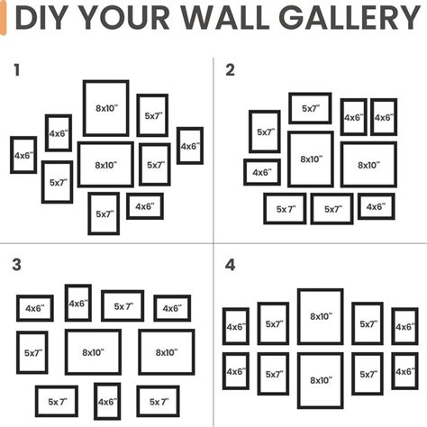 Upsimples 10 Pack Picture Frame Set Black Gray Brown Multi Size Wall