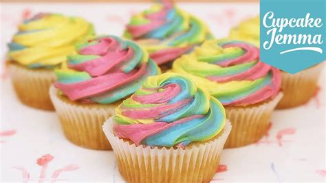 Rainbow Swirl Buttercream Icing Cupcake Jemma Youtube