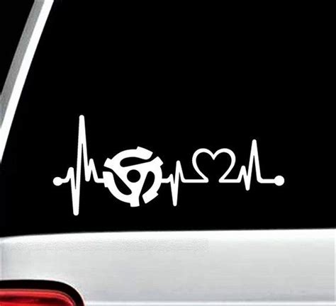 45 Rpm Record Spindle Adapter Heartbeat Decal Sticker For Car Etsy