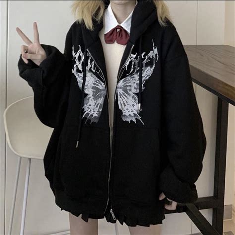 Buy Hip Hop Oversized Women Hoodies Autumn Streetwear Black Printed