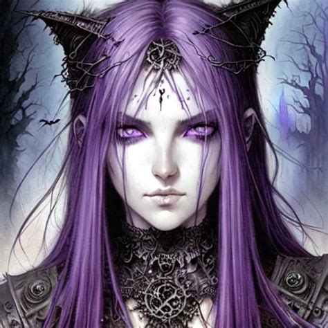 Witch Purple Hair And Eyes Luis Royo