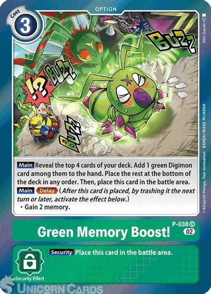 P 038 Green Memory Boost Super Rare Digimon Card RB01