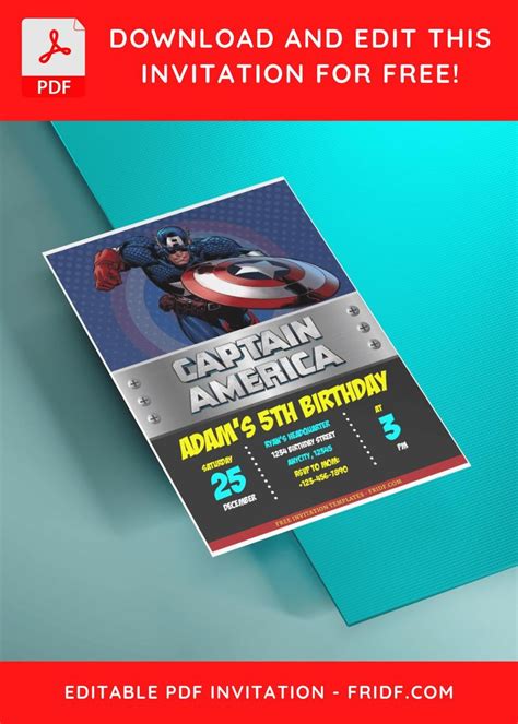 Free Editable Pdf Captain America Birthday Invitation Templates