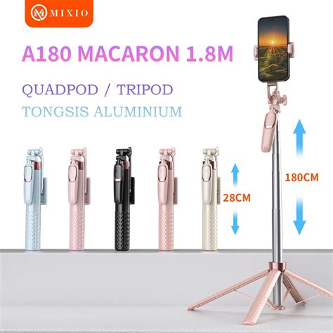 Jual Mixio A180 Quadpod Macaron 180cm Tripod Tongsis Bluetooth