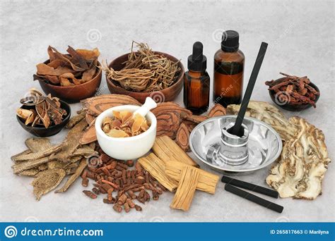 Moxibustion Treatment With Chinese Herbs And Spice Stock Image Image