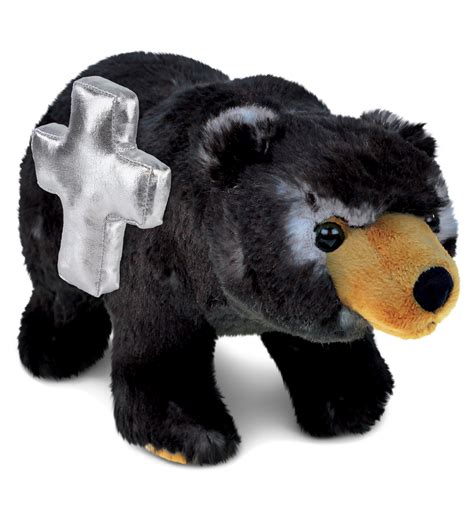 Dollibu Standing Black Bear Stuffed Animal With Silver Cross Plush