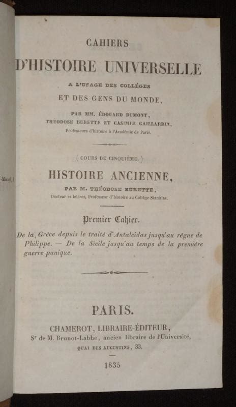 Cahiers d histoire universelle à l usage des collèges et des gens du