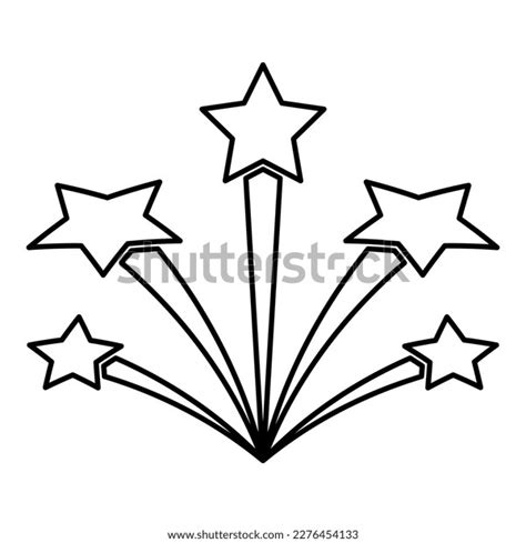 Salute Stars Firework Starry Contour Outline Stock Vector Royalty Free