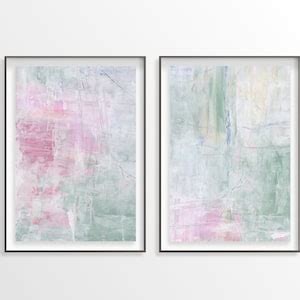 Sage Green Blush Pink Print Set Of Abstract Painting Set Minimalist