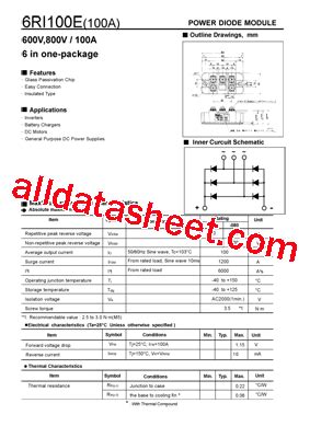 6RI100E 100A Datasheet PDF Fuji Electric