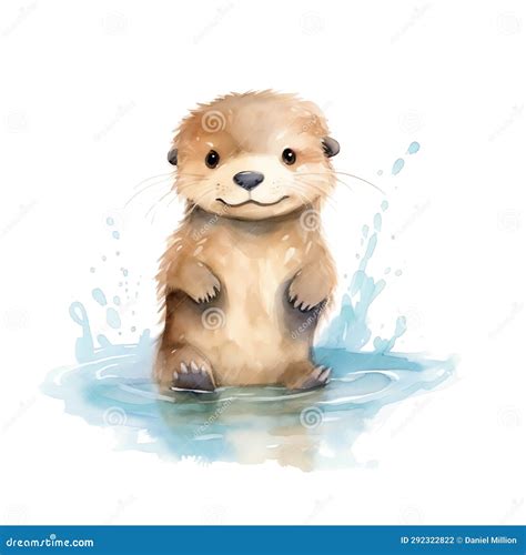 Aquarelle De La Loutre Marine Illustration Animaux Marins Clipart Photo