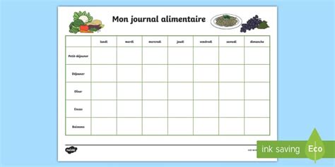 Healthy Eating My Food Journal French Hecho Por Educadores