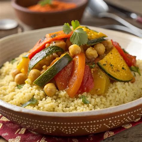 authentic moroccan  vegetables couscous  traditional feast