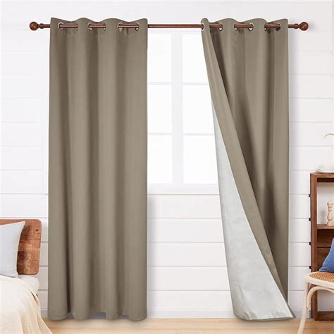 Deconovo Set of 2 Solid Color Thermal Insulated Blackout Curtains with ...