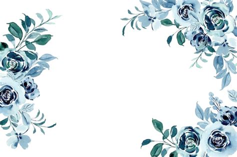 Blue Floral Flower Frame Clipart Wildflower Border Png, 44% OFF