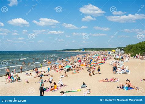 People On The Sunny Beach Of Baltic Sea Editorial Stock Image Image