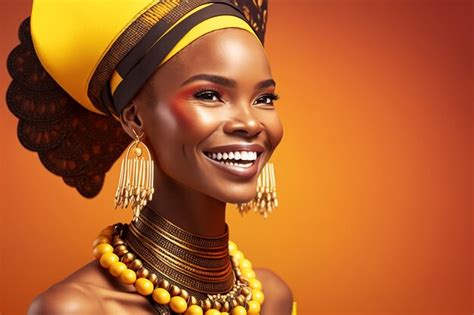 Premium Photo Smiling Black Woman Wearing African National Costume