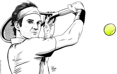 Roger Federer Tennis Player Sketch Coloring Page