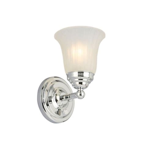 Hampton Bay Cameron 1 Light Chrome Sconce With Frosted Glass Shade Isr1311a 2 The Home Depot