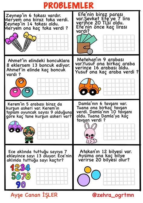 Toplama ve Çıkarma İşlemi Problemler