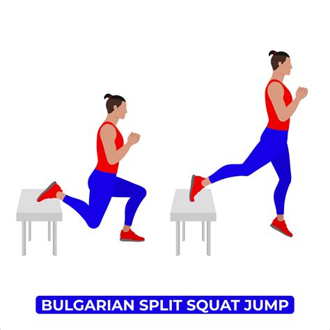 Vector Man Doing Bulgarian Split Squat Jump Bodyweight Fitness Legs