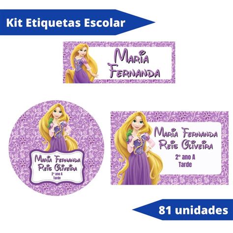 Kit M Etiqueta Escolar Rapunzel 81 Unidades No Elo7 Uai Artes