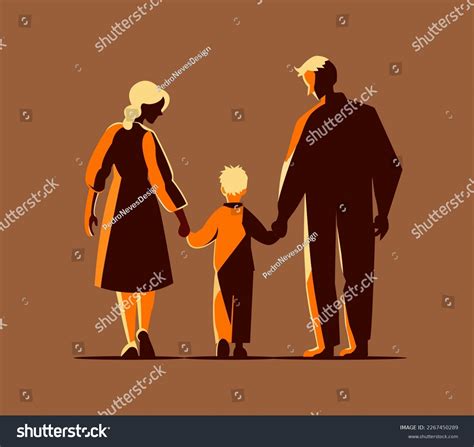 Father Mother Figure Holding Hands Child Stock Vector (Royalty Free ...