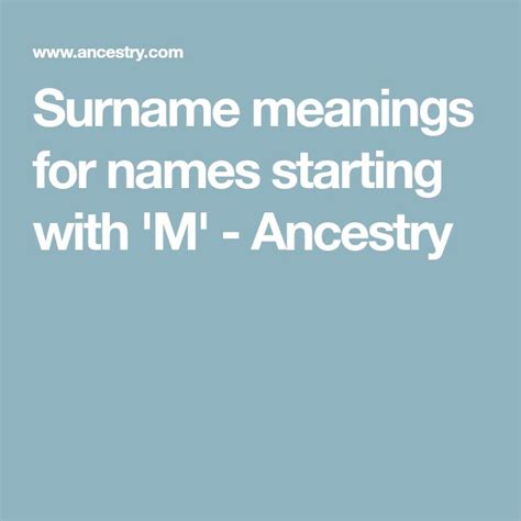 Surname meanings for names starting with 'M' - Ancestry