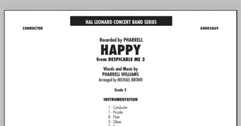 Happy From Despicable Me 2 Arr Michael Brown Conductor Score