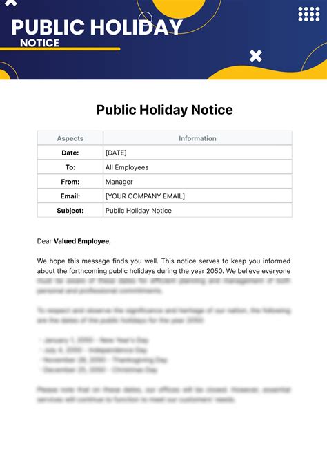 SOLUTION: Public holiday notice template - Studypool