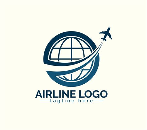 Airline Logo Design With World And Airplane Sign Vector Illustration