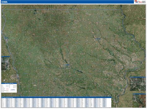 Iowa Wall Map Satellite ZIP Style by MarketMAPS - MapSales