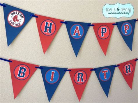 Boston Red Sox Party Banner Baseball Birthday By Heartsandcraftsy Red Sox Birthday Party Sock